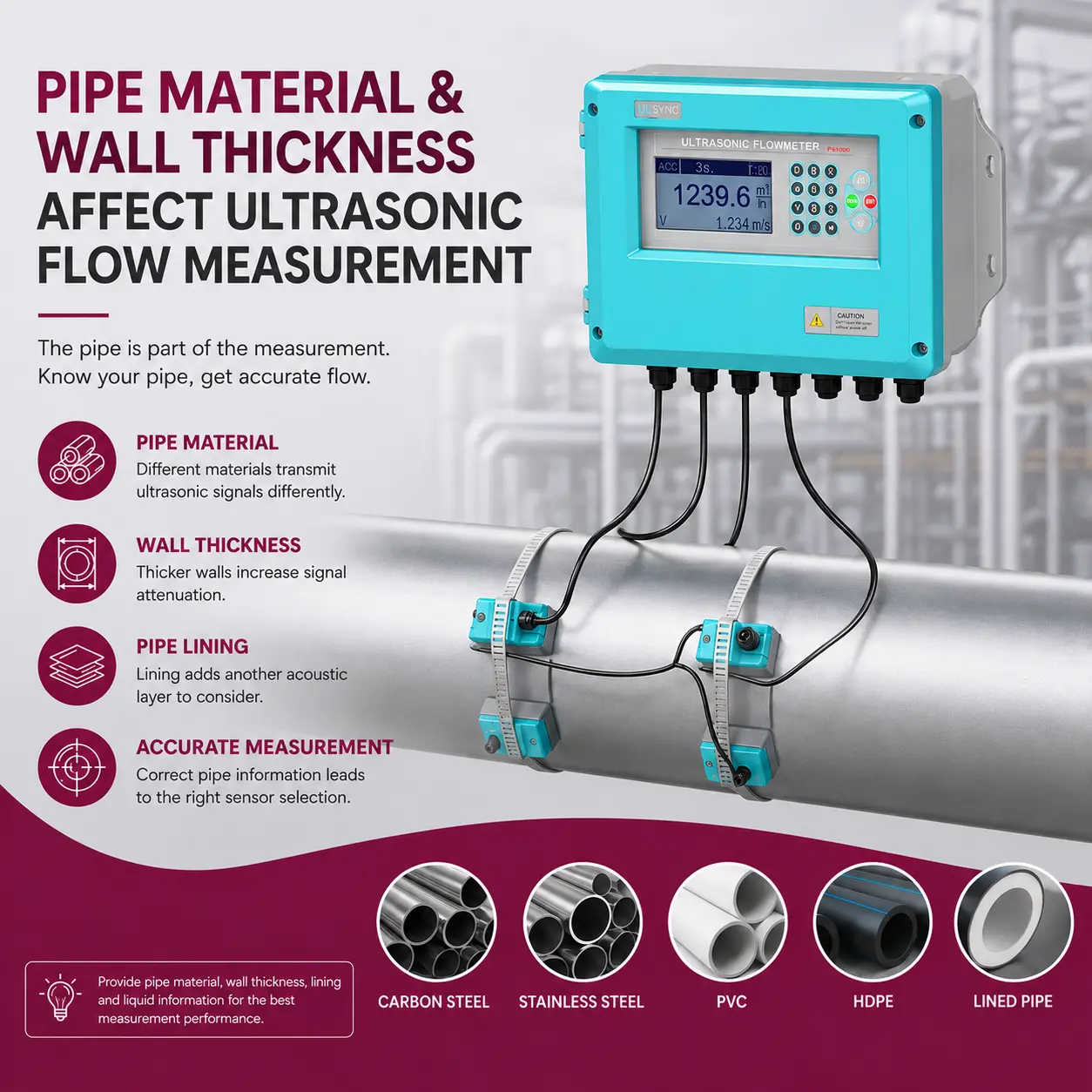 How Pipe Material and Wall Thickness Affect Ultrasonic Flow Measurement